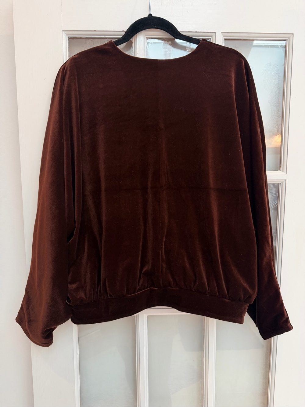 Express Chic Gothic Chocolate Brown Velvet Drape Wrap Top Blouse Size XL NWT - Picture 3 of 7